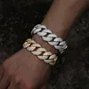 Catene pesanti da uomo 22 mm di larghezza 16-24 pollici Placcato in oro bianco giallo 18 carati 5 file Bling CZ Collana a catena cubana Maglie per bracciale per uomo Bel regalo