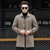 Giacche da uomo Autunno/inverno Moda Uomo Tempo libero Trench monopetto / Giacca lunga di lana con colletto rovesciato da uomo