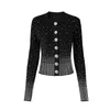 Robes décontractées High Street Est 2023 F/W Designer Fashion Femme Manches longues Col V Diamants Strass Embellihsed Robe en tricot