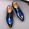 Sapatos de vestido casuais sapatos masculinos glitter azul real impressão plana formal oxfords casamento vestido de noite sapatos sapato social masculino 231122