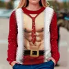 女性のパーカー3Dプリントスウェットシャツ面白いファッションクリスマスクルネックフードレススウェットシャツノベルティグラフィック長袖