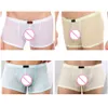 Transparent Men's Boxers Bulge Silky See Through Briefs Sexy Male Underwear Low Waist Panties Erotic Lingerie Comfy Intimates