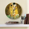 Wall Clocks Gustav Klimt The Kiss Clock Home Decor Bedroom Silent Oclock Watch for Kitchen Living Room Digital 231122