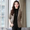 Women's Suits 2023 Spring Autumn Korean Long Sleeve Women Blazer Casual Wild Office Plaid Woolen Suit Ladies Jacket Outwear Tops M-4XL