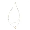 Chains Chain Hollow Circle Pendant Necklace For Women Gold Color Simple Necklaces Jewelry Luxury Niche Accessory