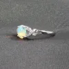 CoLife Jewelry Ring aus 100 % natürlichem Opal für Damen, 0,4 ct, australischer Opal, Silberring, massiver Opalschmuck aus 925er Silber