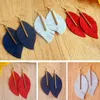 Dangle Earrings Fashion Jewelry Originality CashmereIndependence Day USA Metal Leaf Statement Drop Leather For Festival