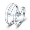 Couple Anneaux Réglable Sier Couple Anneaux Diamant Coeur Battement De Coeur Amour Femmes Hommes Bague De Fiançailles De Mariage Will Et Sandy Fashion Drop Dhlt3