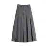 Skirts Korean Style Pleated For Women Y2k Autumn Winter Female Clothing Vintage Midi Long Skirt High Waist Black Maxi 2023