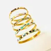 Bangle 6mm Enamel Stainless Steel Fashion OL Charm Bangles Jewelry Gift Women Girls Wedding Party Cuff