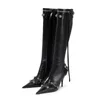 Stiefel Damen Spitze Zehen Dünne High Heels Lange Stiefel Mode Overknee Stiefel Europäische und Amerikanische Partystiefel Größe 45 231122