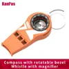 Gadgets al aire libre Kanpas Survival Whistle Compass Lupa Diseño luminoso para exteriores Buceo Trekking Caza Salvavidas Trail Running 231123