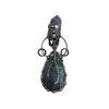 Pendant Necklaces Natural Labradorite Crow Mouth Amethysts Spectrolite Bronze Charms Irregular Stone Antique Copper Necklace