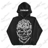 Heren Hoodies Sweatshirts Zwarte Rits Kwaliteit Donkere Schedel Stijl Hoodie Groen Patroon Letter Trui Y2K Casual High Street Sweater voor mannen en vrouwen top T231123