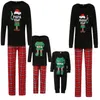 Abiti coordinati per la famiglia Pigiama per la famiglia natalizia abbinato Set casual Babbo Natale stampato a maniche lunghe Top pantaloni scozzesi Famiglia Casual Abbigliamento genitore figlio 231123