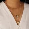Chains Gold Color Heart Pendent Necklace Multi Layered Sexy Clavicalis Necklaces Women Trendy Personality Jewelry