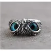 Anneaux de bande En gros 20 pcs Hibou Anneau Yeux Sier Plaque Anneaux Vintage Hommes Femmes Punk Rocker Cool Drop Livraison Bijoux Anneau Dhte4