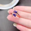 Cluster Ringen Mode Zilveren Tanzanite Ring Voor Jong Meisje 4mm 6mm VVS Grade Natuurlijke 925 Tanznaite Sieraden