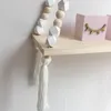 Decorative Objects Figurines Nursery Creative Kids Room Wooden Beads Tassel Wall Shelf Storage Organization swing shelf Hanging Decor 230422