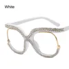 Solglasögon Fashion Diamond Clear Lens överdimensionerade anti-Blue Light Glasse Blue Blocking Computer Gloasses