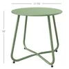 Стальный патио боковой стол, устойчивый к атмосферу на открытом воздухе круглый стол, бобовый зеленый