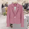 Kombinezony dla kobiet Krótki Blazer Formal Blazers Lady Office Work Pockets Kurtki Płaszcz Slim White Notched Femme