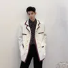 Herrdräkter 2023 män dubbelbröst band koreansk preppy stil lös casual kostym blazers jacka manlig vintage streetwear coat