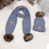 Luxury kids Knitted hat and scarves Cute fur ball decoration boy girl caps Knitted baby Winter insulation set Nov25