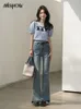 Jeans femme MISHOW Vintage Split 2023 printemps été taille haute Slim Denim bleu décontracté femme vêtements Flare pantalon MXC15K0021 230422