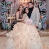 Meninas de 15 Anos Porno paljett quinceanera klänningar för kvinna 2023 Applique Sweet 16 Party Dress Backless Mexican Birthday XV 322