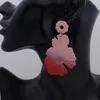 Dangle Oorbellen Trendy Grote Lange Drop Voor Vrouwen Boheemse Kleurverloop Spray Paint Onregelmatige Bladeren Statement Sieraden