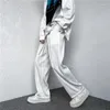 Erkekler Pantolon Siyah Beyaz Piled Erkekler Moda Sıradan Japon Sokak Giyim Hip-Hop Gevşek Buz İpek Erkekleri Pantolon M-5XL