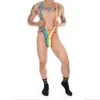 Men's Sexy Slim Suspender Buttock Bodysuit All-in-one Halterneck Jumpsuit T Back G-string Thong Men 18+ Erotic Bikini Buttocks