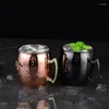 Cups Saucers 530ML 18 Ounces Unique Moscow Mule Copper Mug Handcrafted 304 Stainless Steel Cup Cocktail Beer Coffee Glass Plated