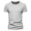 Men's T Shirts Summer Men's Solid Short Sleeve T-shirt Slim Fit Bamboo Joint Cotton Fashion Casual Breathable Round Neck Pullover Top