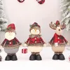 Juldekorationer jul lång fluff röd rutig tyg äldre snögubbe älg figurdockdekoration juldekoration leveranser 231122