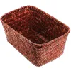 Servis uppsättningar Seagrass Wicker Baskets Water Hyacinth Basket Hand Woven förvaring Bin Rattan Hylla Key Bowl Desktop Case Sugar Packet