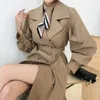 Women's Trench Coats 2023 Winter Long Coat Women Turn-Down Collar Stylish Double Breasted Sashes Oversized Female Windbreaker Autumn