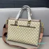 Monogram Canvas Mönster Läder Attache Case Handbag Green Red Stripe Cross Body Strap PC Business Bags