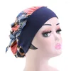 Berets Imitated Silk Fabric Headscarf Printed Turban Creative Chemotherapy (Dark Blue)