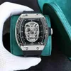 Mens Richa Luxury Mechanical Watch Watches Milles för RM052 Ghost Classic Legendary Hollow Skull Wrist with Diamond Hegemony Rubber Band