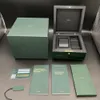 2023 Neueste Original Green Woody Watch Boxes APBOX Booklets Watches Print Custom Card Modell Seriennummer Korrekte Papiere