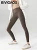 Yoga-Outfit BIVIGAOS Frühling Herbst Hohe Taille Haifischhose Damen Nahtlose Fleece Warme Leggings Schlanke dünne lässige Sport-Fitness-Leggings 231122