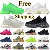 Triple S Men Women Running Shoes Plataforma de tênis Clear Clear Black White Pink Neon Green Fluo Amarelo Curry Mens Externo Tênis de Espacada