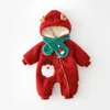 Rompers Christmas Baby Jumpsuit وشاح مجموعة شتاء رومبير رومبير سميكة الزي لباس الدعوى سنة طفل طفل ملابس المولودة أوليسي 231123