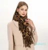 Lenços moda cachecol quente leopardo impresso borlas cashmere longo envoltório xale acessórios de inverno pashmina hijabs bandanas