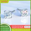 أقراط مسمار الكلاسيكية الفاخرة 18K الذهب الأبيض جولة د اللون 0.5CT 1CT 2CT Moissanite Diamond for Women Party Fine Jewelry