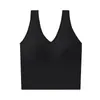 Camisoles & Tanks Women Crop Tops Sexy Solid Color Camisole Tube Top Seamless V-neck Sports Tank Wireless Underwear Padded Bra Bralette Vest