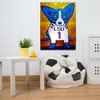 Haute qualité 100% peint à la main moderne peintures à l'huile abstraites sur toile peintures d'animaux chien bleu maison décoration murale Art AMD-68-8-6216b