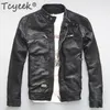 Hommes en cuir Faux Tcyeek véritable veste hommes réel mouton chèvre noir marron mâle Bomber moto vestes printemps automne hommes vêtements L1 231123